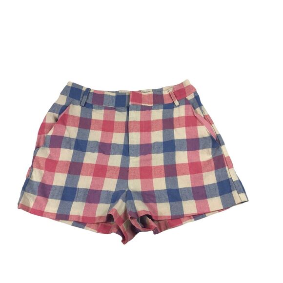 English Factory Blue‎ And Pink Plaid High Waisted Short Size S - Picture 1 of 8